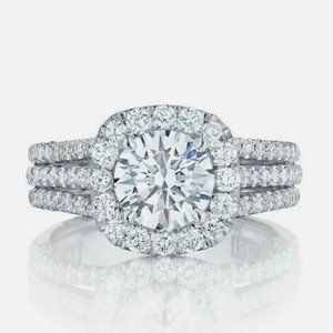 New 925 Silver Round Cut Halo Diamond Ring